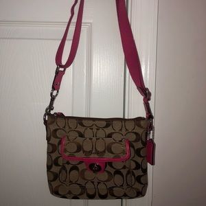 COACH pink & tan crossbody bag